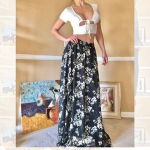 Fun printed long mesh skirt
